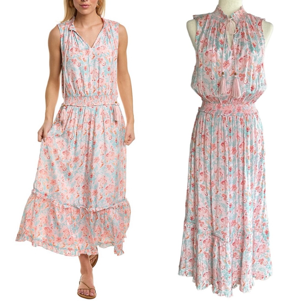 Roller Rabbit Floral Midi Dress - Pink and Blue
